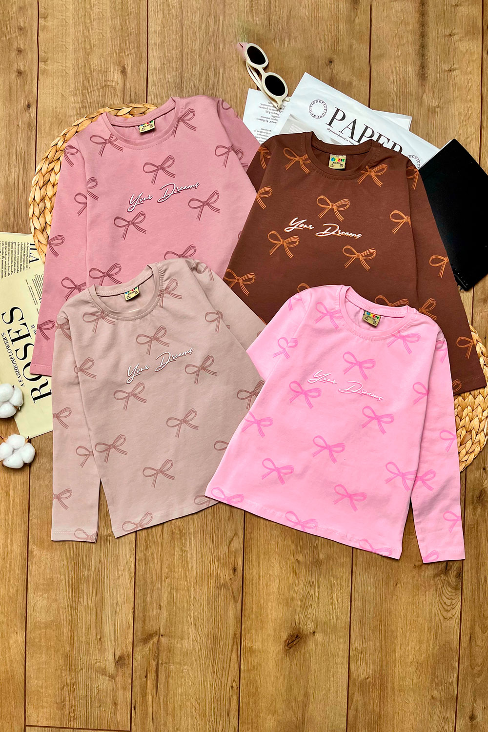 Лонгслив для девочек детская одежда оптом Томико