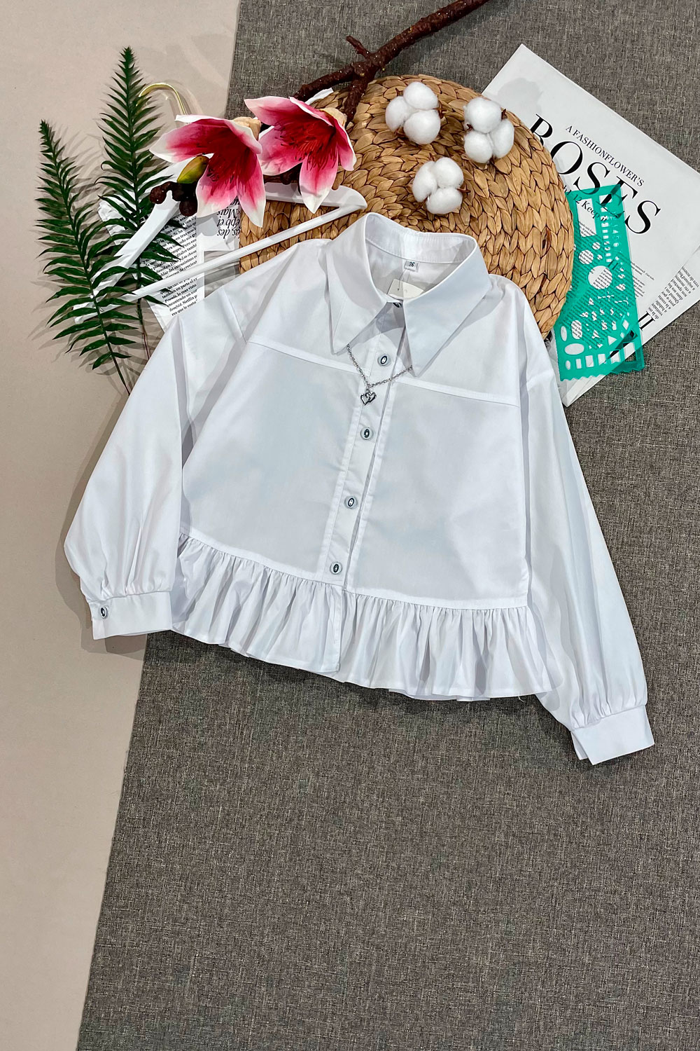 Рубашка для девочек д.р. детская одежда оптом Томико