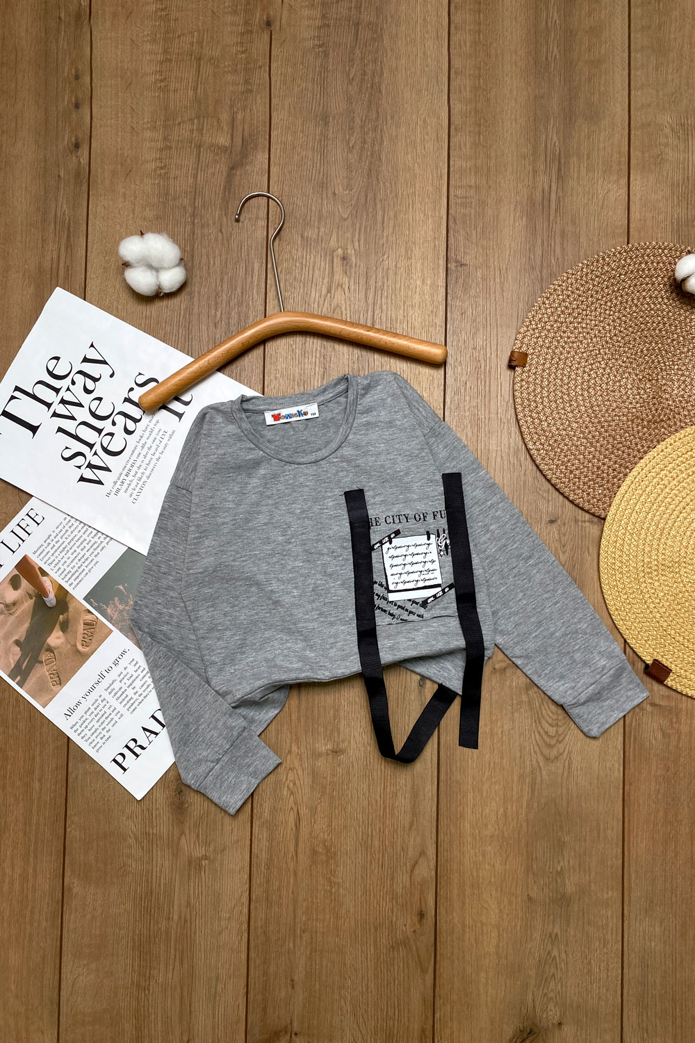 Лонгслив для девочек детская одежда оптом Томико