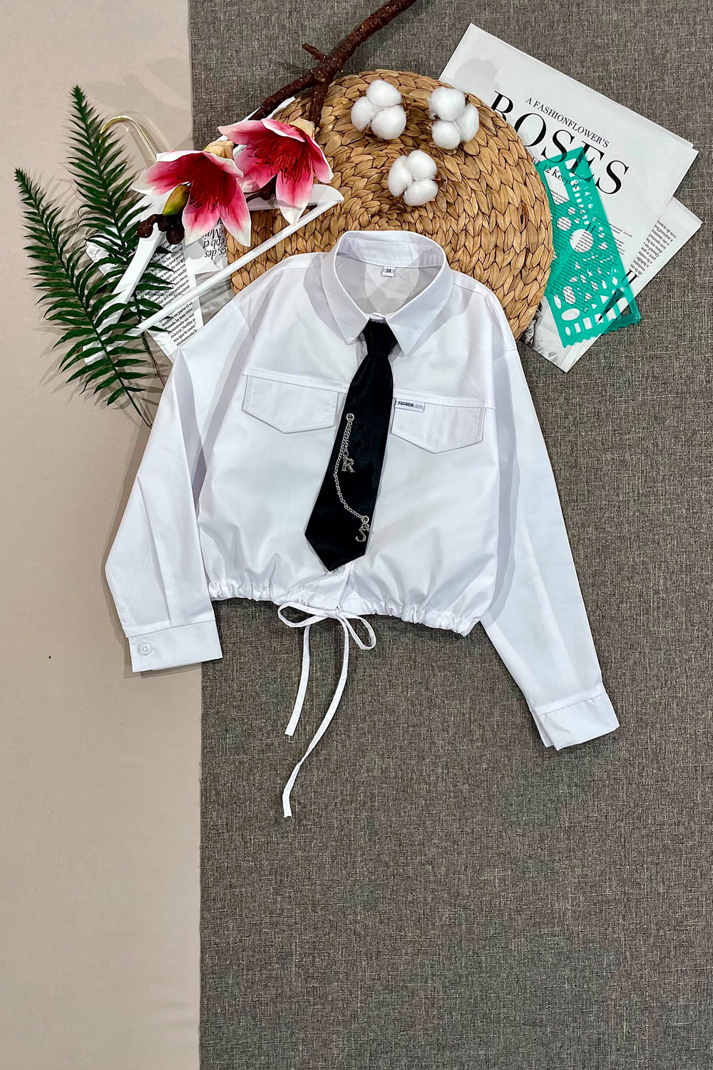 Рубашка для девочек д.р. детская одежда оптом Томико